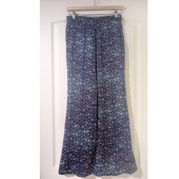 Sandro | Donelo Satin Floral Print Flare Pants In Purple/Blue - Picture 7 of 16
